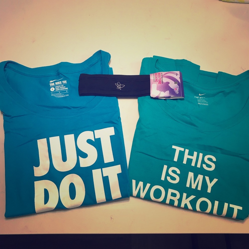 Brand new Nike Workout T-shirts and head wrap